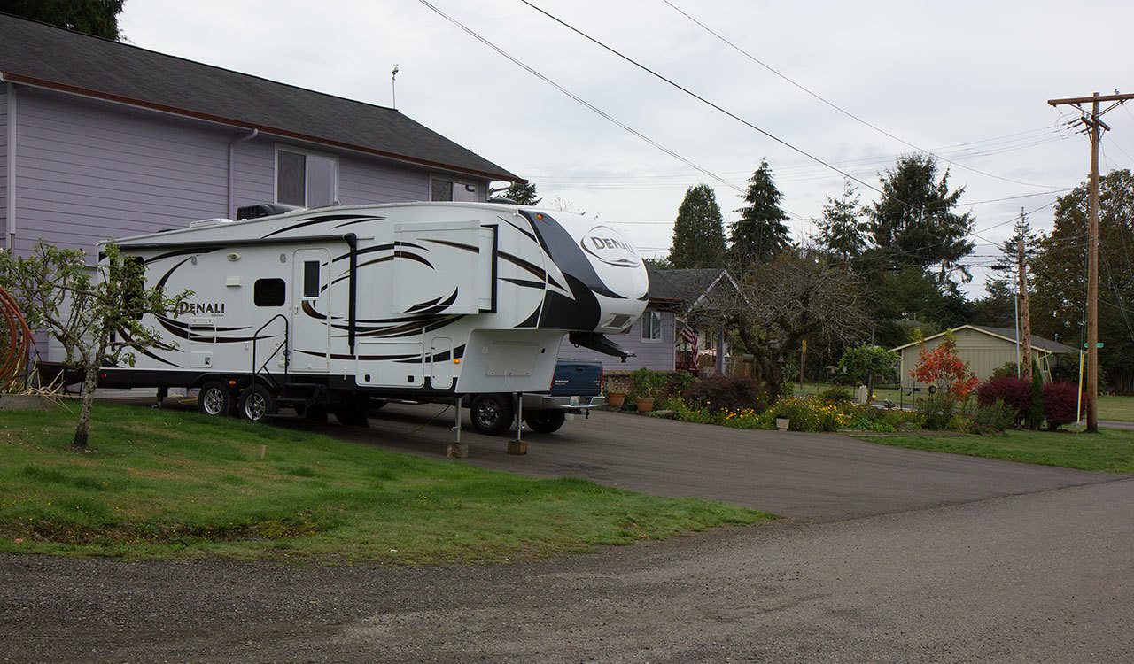 (Corey Morris | The Vidette)                                RVs in McCleary, like this one parked at an East Oak Street residence on Oct. 3, could be subject to new regulations following the approval of a city ordinance approved by the city council on Sept. 28.