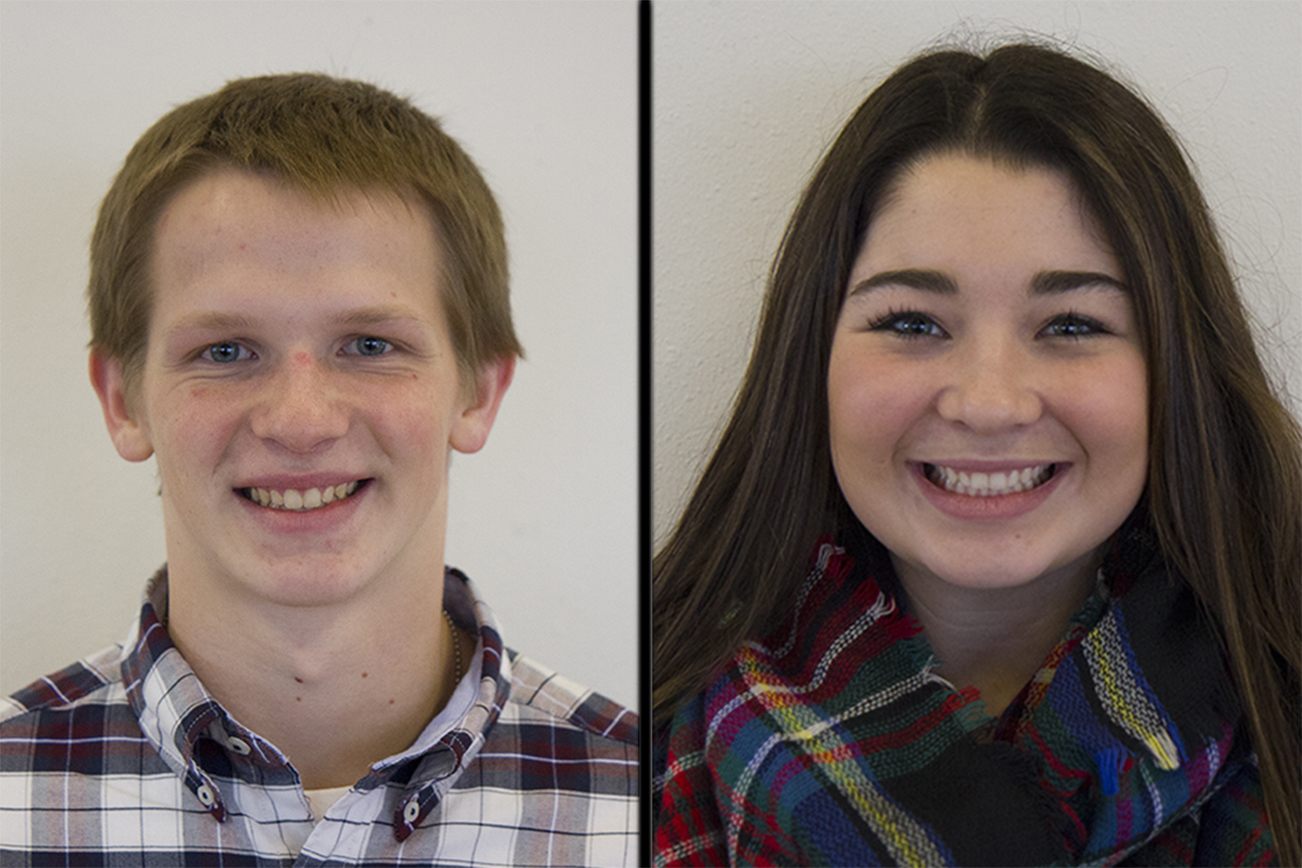 Tyler Reninger and Carlee Cavanaugh were selected as students of the month by the Montesano Chamber of Commerce.