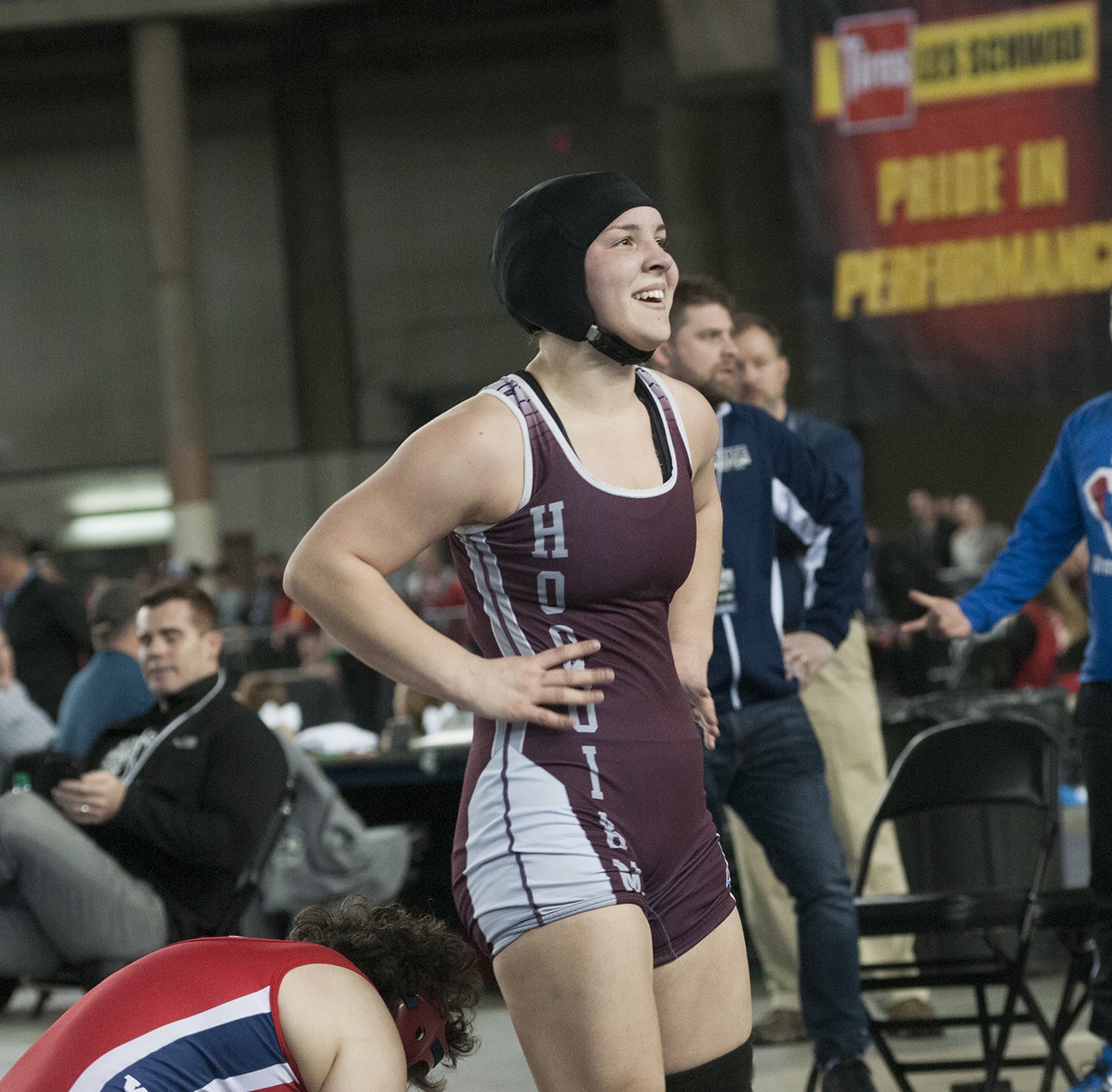 (Brendan Carl | Grays Harbor Newspaper Group) Hoquiam’s Jenna Doll gives a big smile after placing third on Saturday.