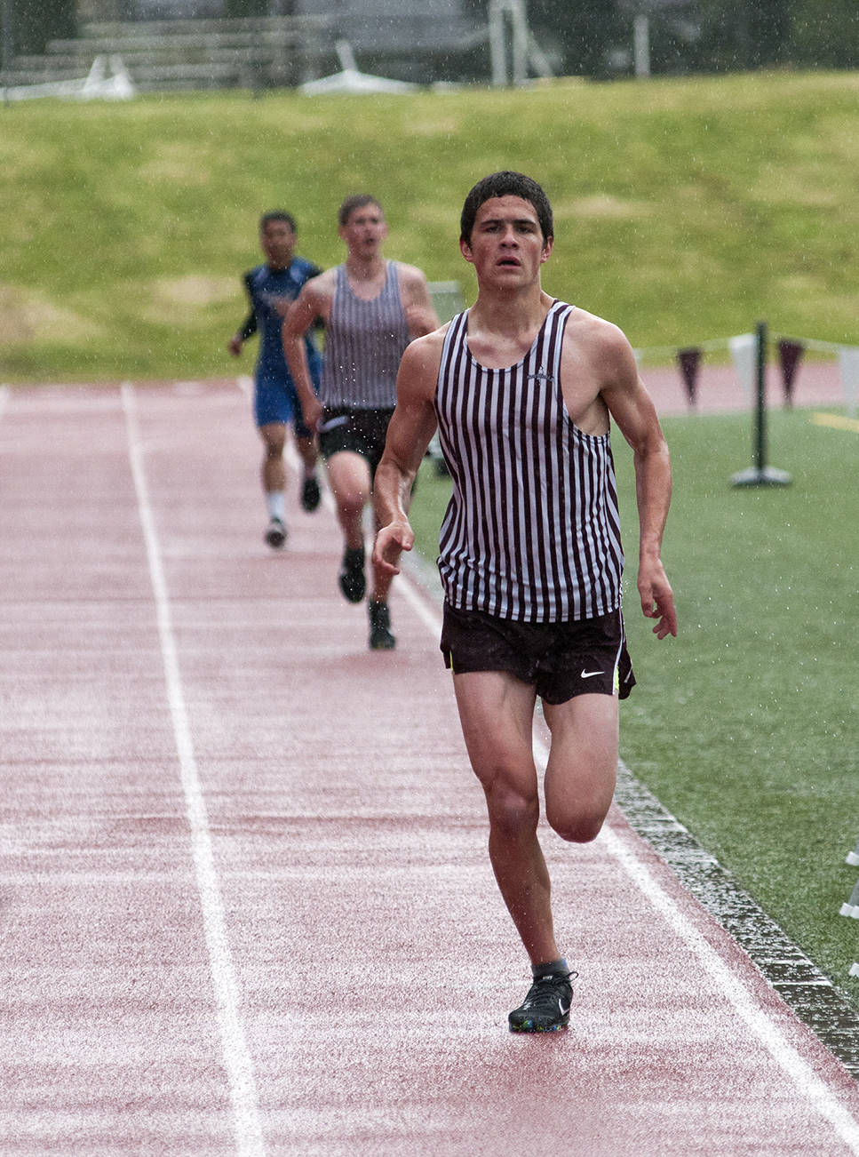 (Brendan Carl | Grays Harbor Newspaper Group) Montesano’s Jake Mustard won the 1,600 and 3,200 at the Evergreen 1A League championships on Friday.