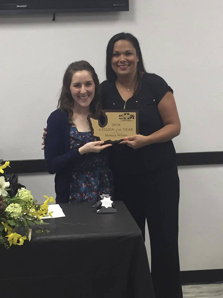 (Photo courtesy) Board member Jori Smith (left) awards Moraya Wilson with the Citizen of the Year award.