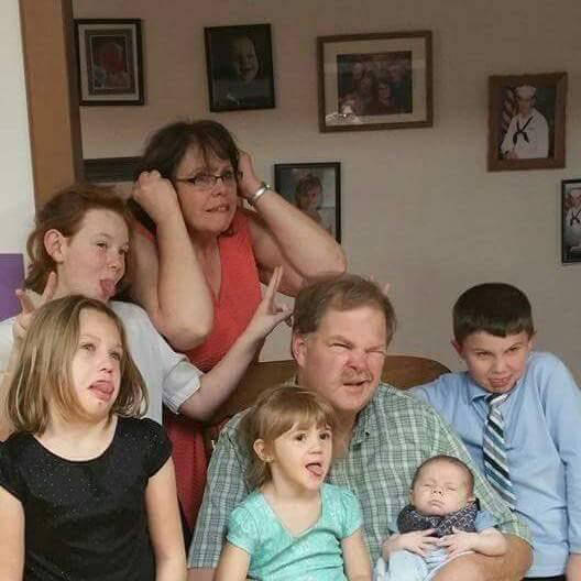 (Courtesy photo) Carl Jonsson, center, and his family make silly faces in a family photo. From left, daughters, Alanna and Cale, wife, Nola, grandchildren, Lanie, Carl and Andrew.