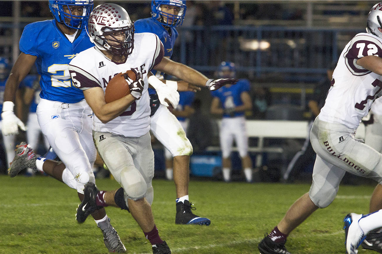 (Photo by Justin Damasiewicz) Montesano&rsquo;s Teegan Zillyett carries the ball during a non-league game against Rochester on Friday at Rochester High School.