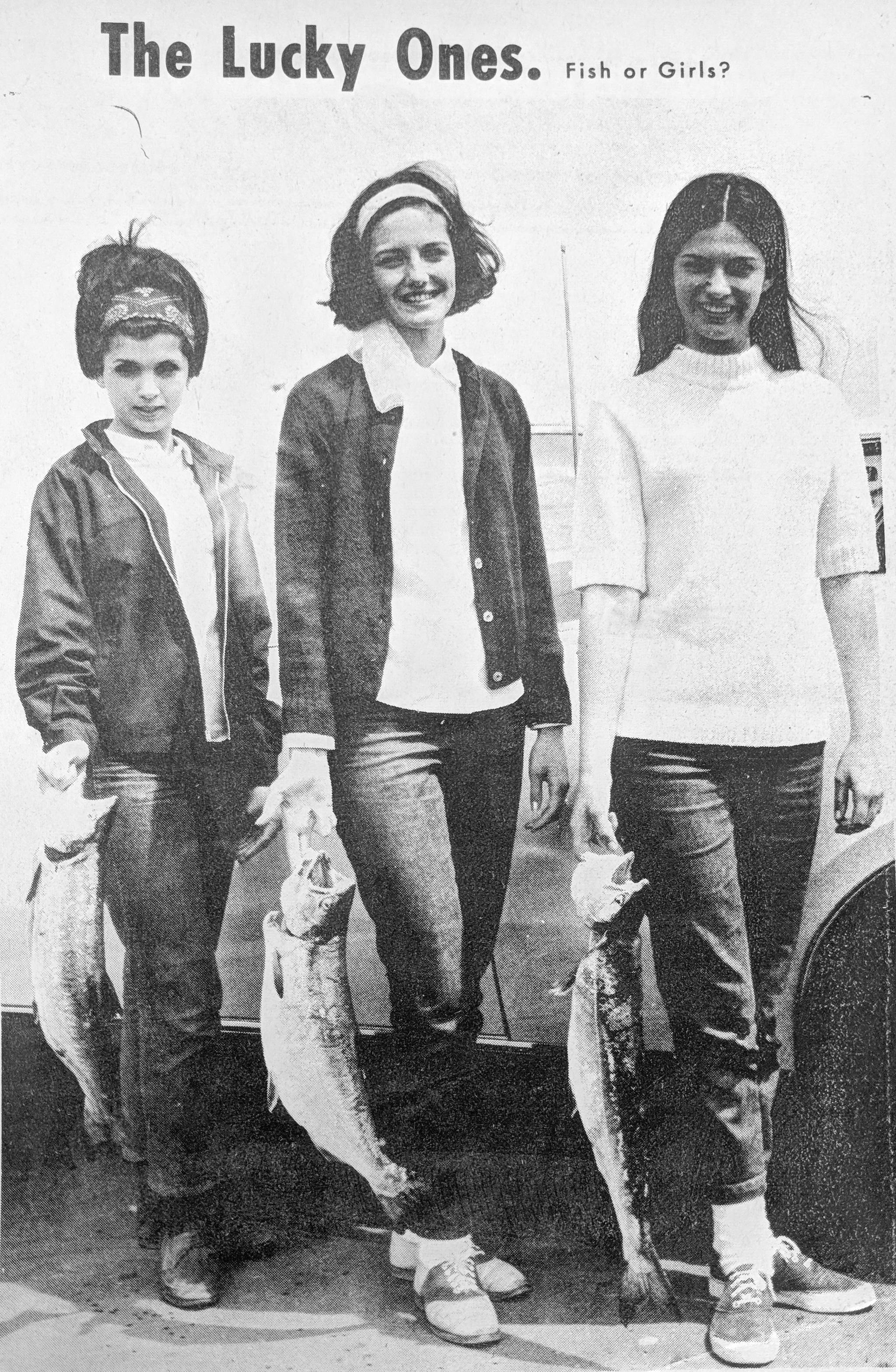 From the May 23, 1968, issue of The Vidette: “The Lucky Ones. Fish or Girls? — Either the salmon caught the girls or the local beauties caught the salmon. Either way, three of the lucky pageant entrants pose with their fish. Left to right are Dixie Marbut, Dorene Taylor and Laura Jurasin.”