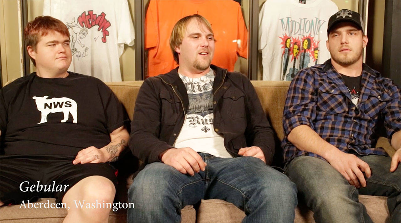 Screenshot from “20 A.C.”                                 Members of Aberdeen band Gebular talk during an interview for “20 A.C.”