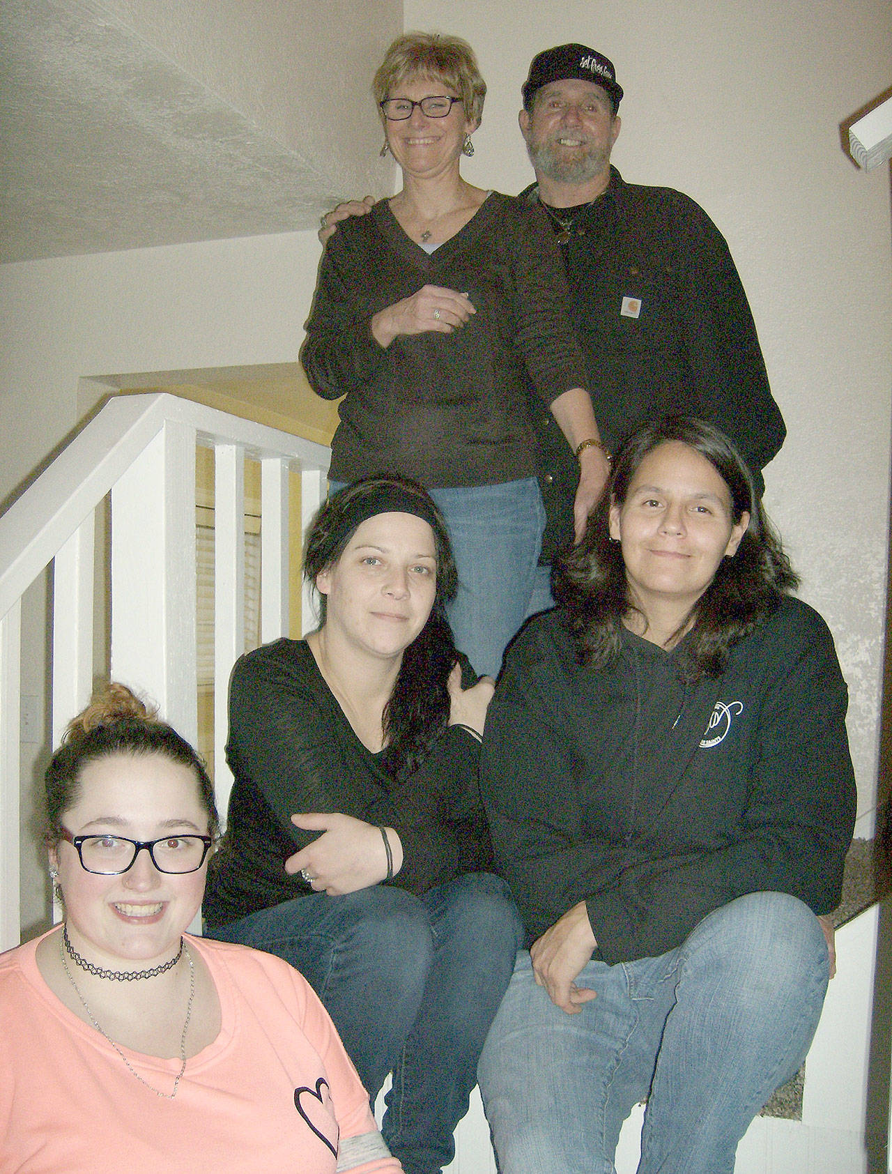 House of Ruth residents, front from left, Christina Watkins, Julya Lemon and Angel Callahan pose with Debbie Tallman, women’s director, and Senior Pastor Mike Tallman of Set Free Christian Fellowship in Elma. The ministry has restarted serving women in crisis after an 11-year hiatus. Photo courtesy Tommi Halvorsen Gatlin