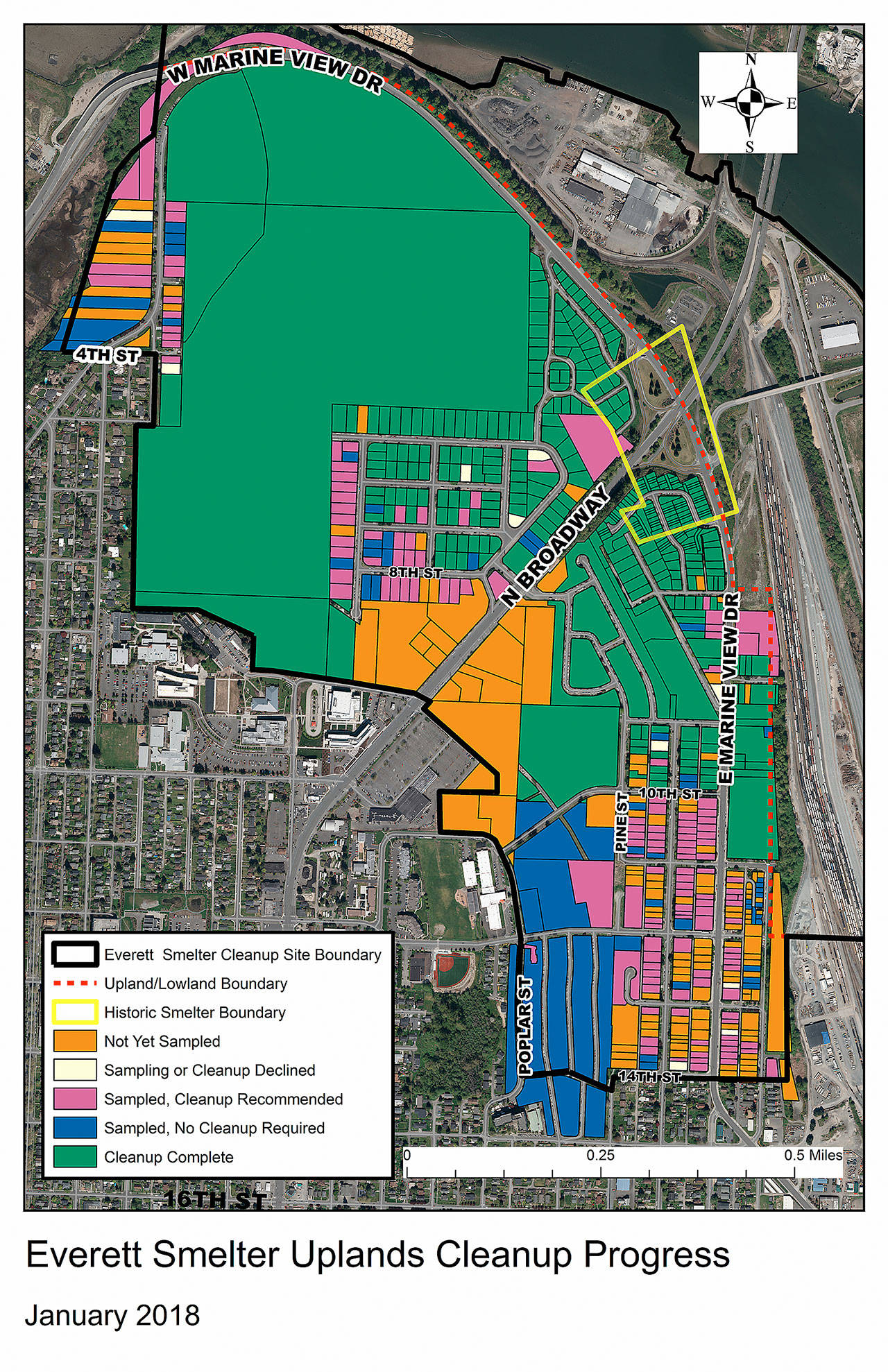 This map shows the former smelter site and clean up area. (Department of Ecology)