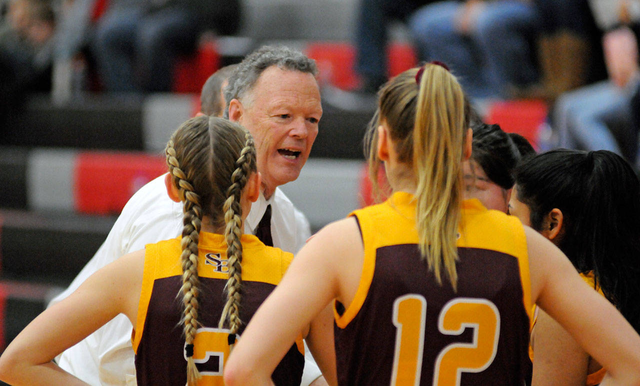 South Bend head coach Gary Wilson led the Indians, a No. 15 seed, to the program’s first state tournament berth in 26 years. (Ryan Sparks | Grays Harbor News Group)