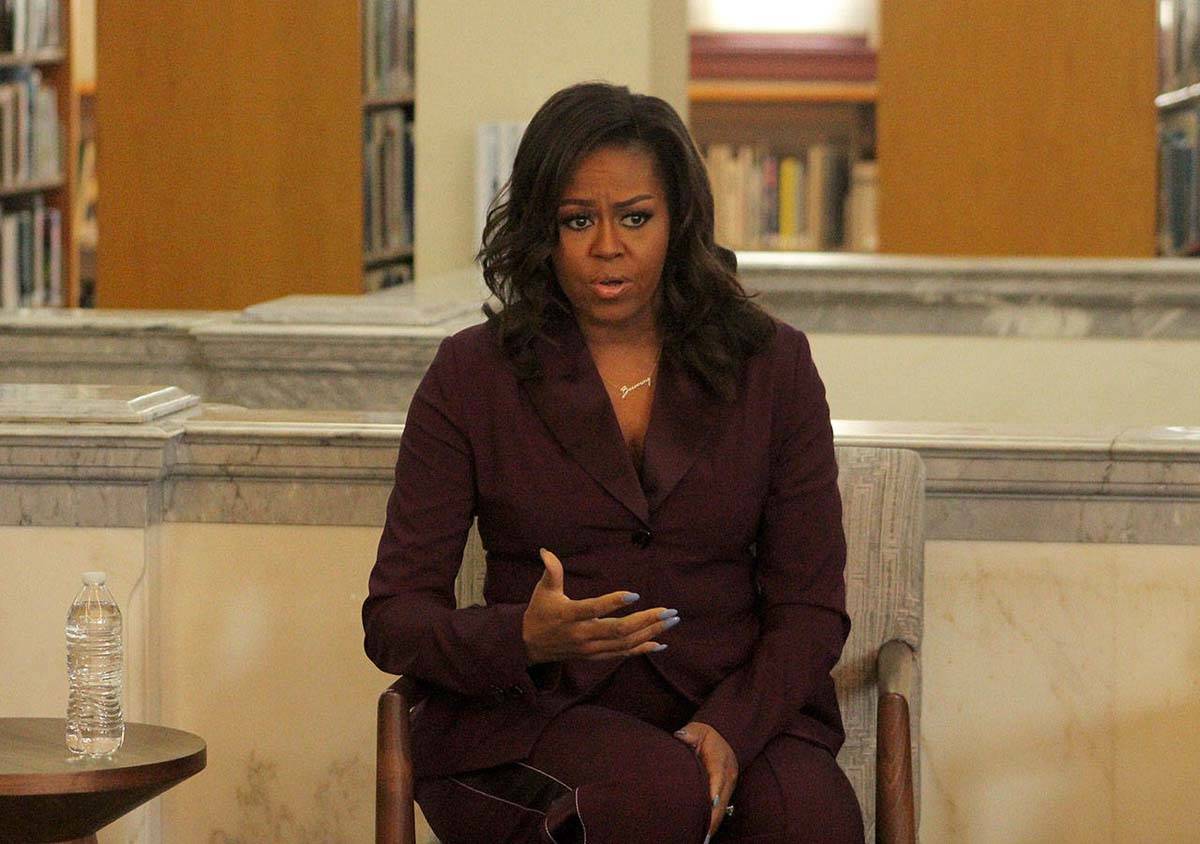 Michelle Obama visits a local book club prior to her book tour event at the Tacoma Dome on Sunday, March 24, 2019. (Olivia Sullivan | Federal Way Mirror)