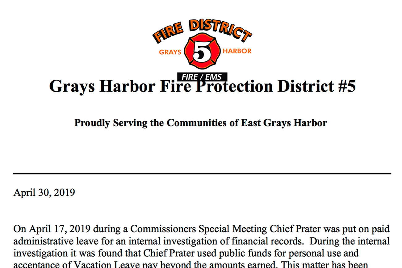 Fire District 5 terminates contract of Chief Prater