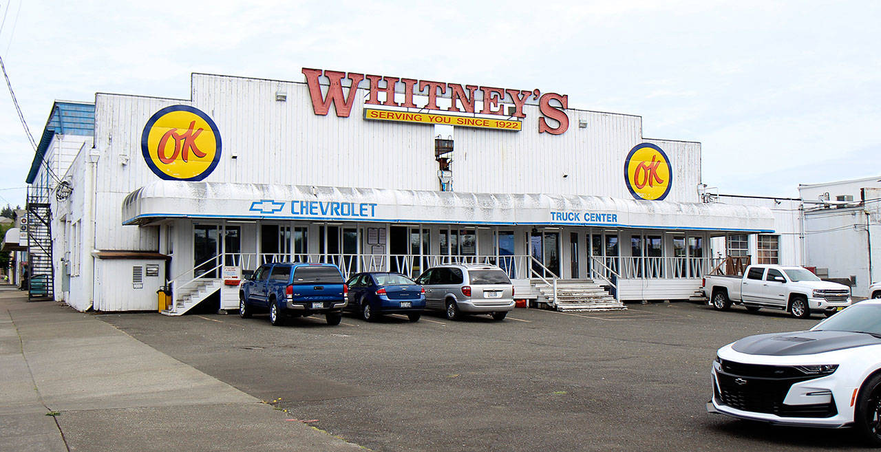 Whitney’s Chevrolet in Montesano will soon be getting a new look as the dealership undergoes a facelift. Photo taken May 15, 2019