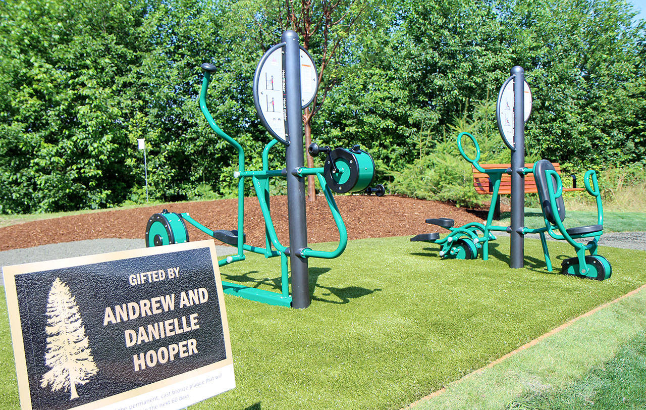 Michael Lang | Grays Harbor News Group                                Exercise equipment awaits people looking to get fit outside Summit Pacific Medical center in Elma. A ceremony was held Thursday, July 18, at the hospital to celebrate the creation of the exercise track and playground.