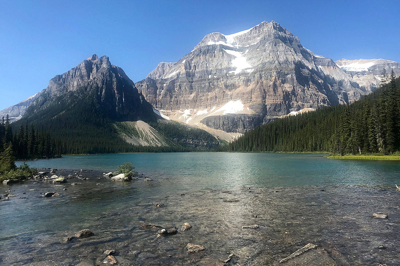 Photos by Louis Krauss | Grays Harbor News Group                                Day One: Shadow Lake in Banff National Park, with Mount Ball rising behind it, was a major highlight of the four-day hike. Below, Day Three: Haiduk Lake.