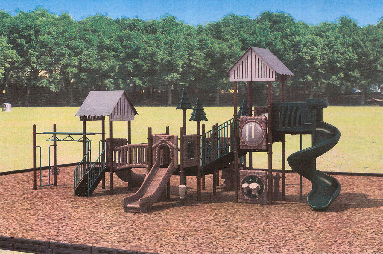 Courtesy image                                This artists rendering shows what a new playground structure at Vance Creek County Park could look like.