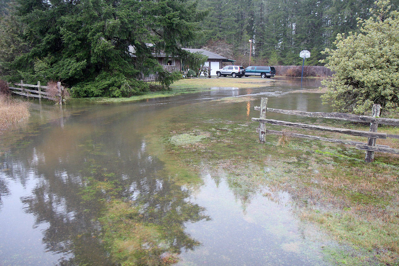 A home on Mox-Chehalis Road near Porter has a flooded driveway Tuesday (Jan. 7, 2020). The National Weather Service in Seattle issued a flood warning for the Chehalis and Satsop rivers on Tuesday morning. (Michael Lang | Grays Harbor News Group)
