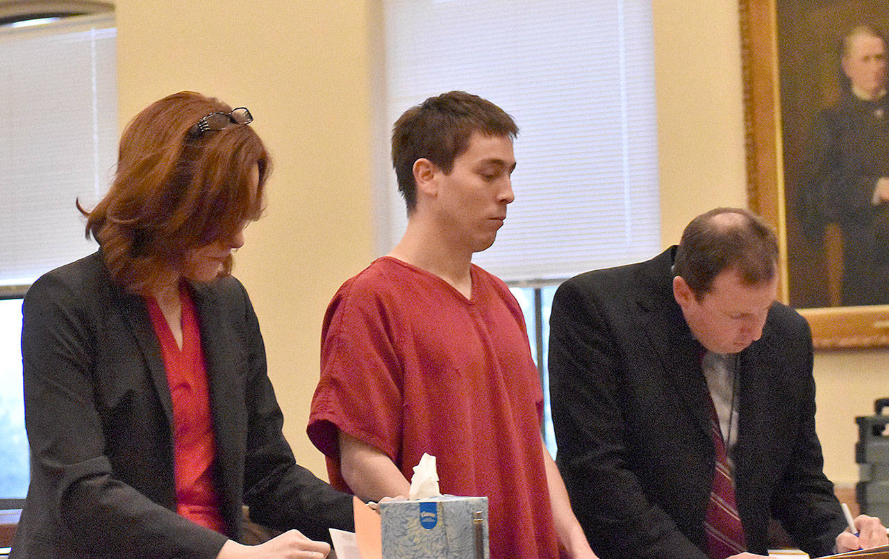 DAN HAMMOCK | GRAYS HARBOR NEWS GROUP                                Brayton Jay Pascoe was sentenced Friday to 7 1/2 years for the June 16 shooting death of David Alan Rhodes on Hagara Street in Junction City. At left is Prosecutor Katie Svoboda, at right is Pascoe’s attorney Christopher Baum.