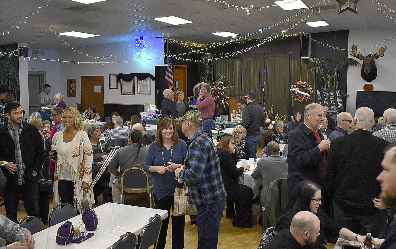 DAN HAMMOCK | GRAYS HARBOR NEWS GROUP                                Family, friends and colleagues gathered at the Montesano Moose Lodge Friday afternoon to share their memories of former Port of Grays Harbor Commissioner Chuck Caldwell.