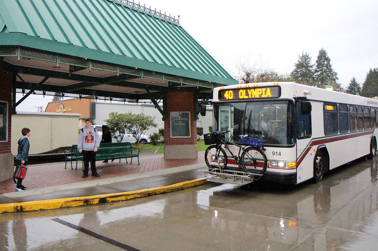 A Grays Harbor Transit bus waits to resume its trip toward Olympia Thursday (Jan. 30, 2020) at the Montesano Station. GH Transit is considering expanding express service to Olympia and constructing park and ride lots along U.S. Highway 12/state Route 8. (Michael Lang | Grays Harbor News Group)                                 A Grays Harbor Transit bus waits to resume its trip toward Olympia Thursday (Jan. 30, 2020) at the Montesano Station. GH Transit is considering expanding express service to Olympia and constructing park and ride lots along U.S. Highway 12/state Route 8. (Michael Lang | Grays Harbor News Group)
