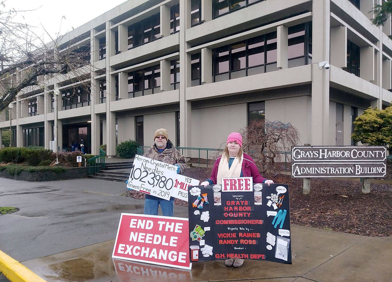 Needle exchange protest