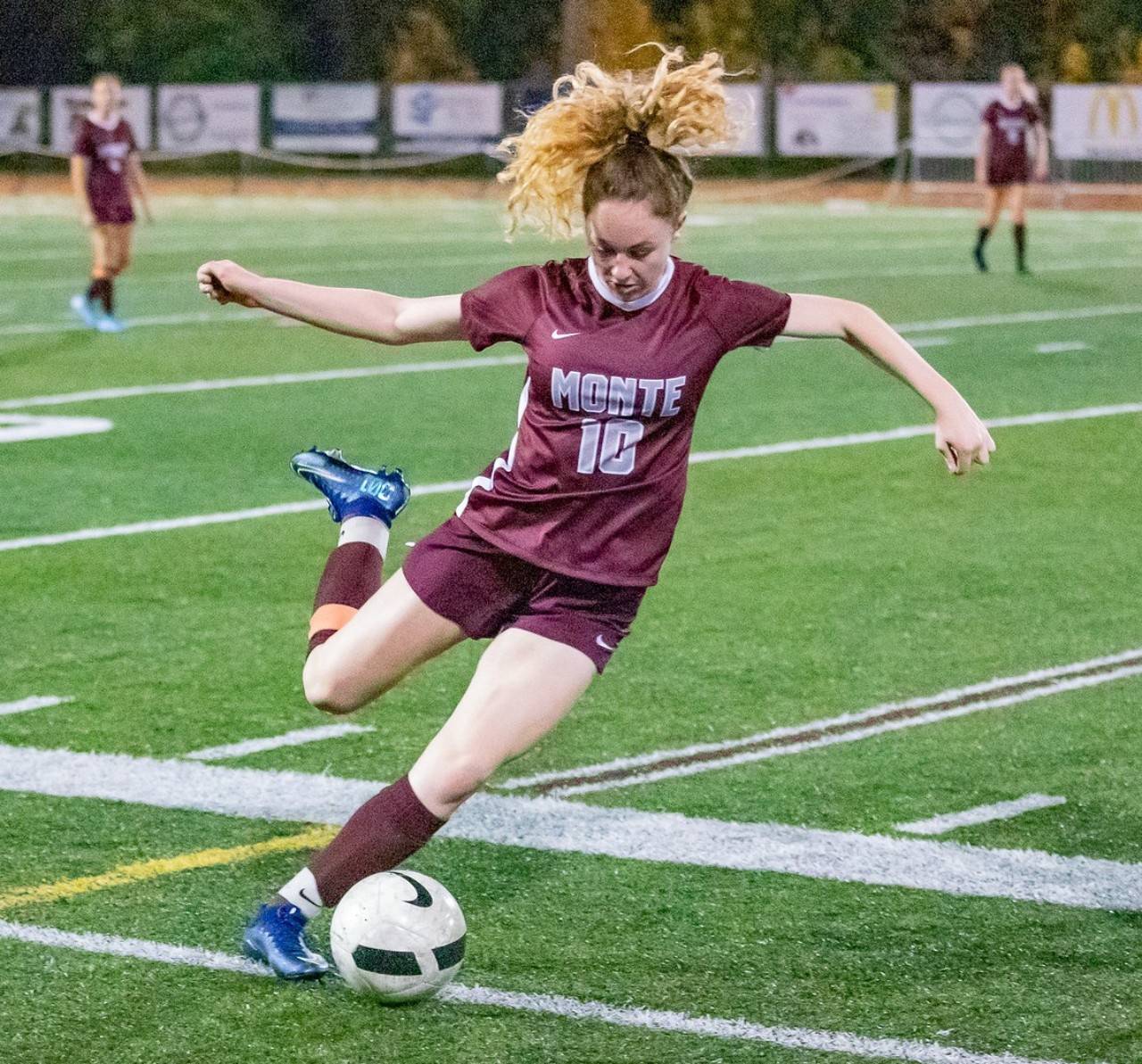 Montesano midfielder Brooke Streeter, seen here in a file photo from November, 2019, was named to the Washington State Soccer Coaches Association All-State First Team for the 1A classification last week. (Photo by Shawn Donnelly)