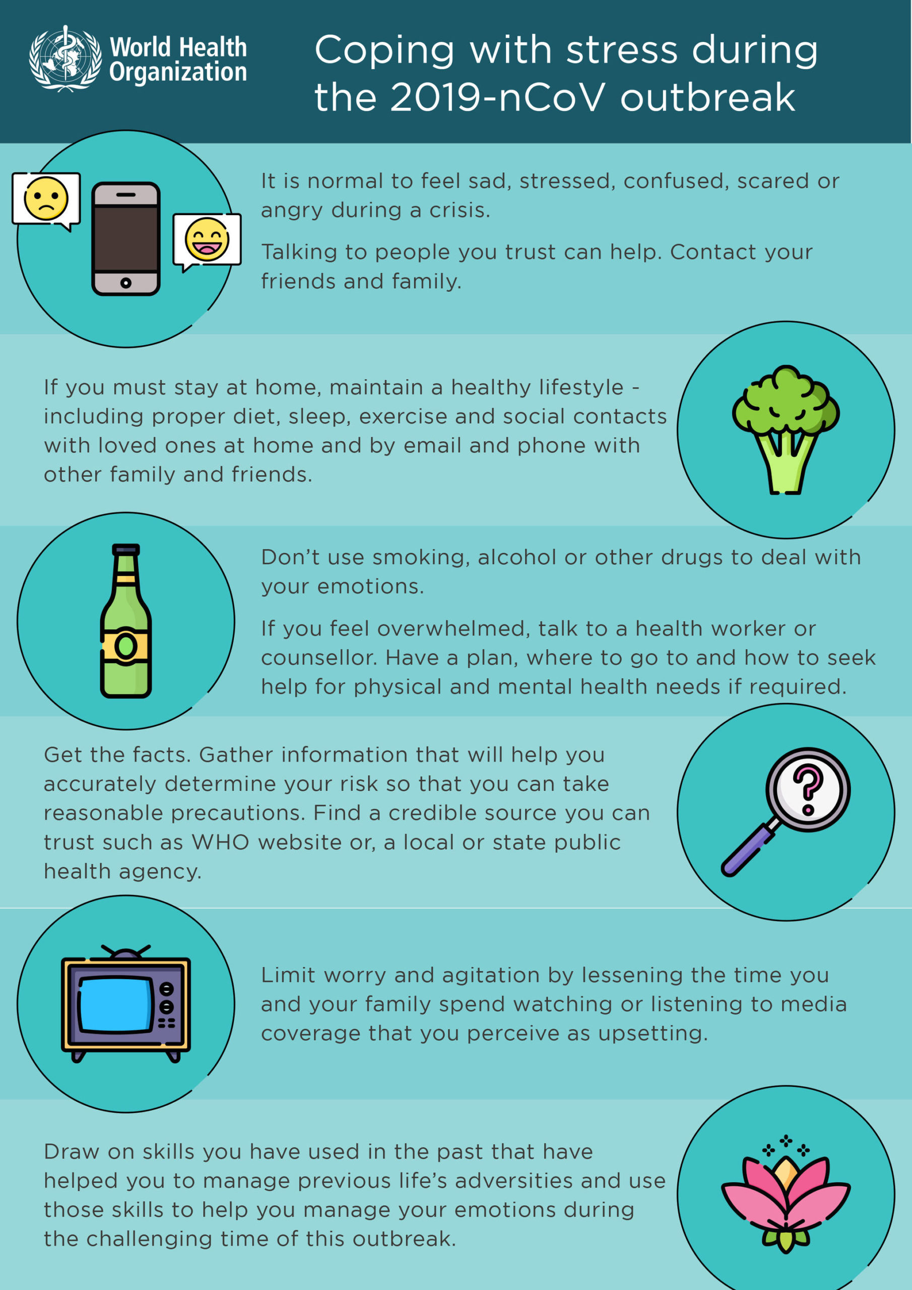 Feeling stressed? Here’s a few things you can do to help you get by from the World Health Organization.