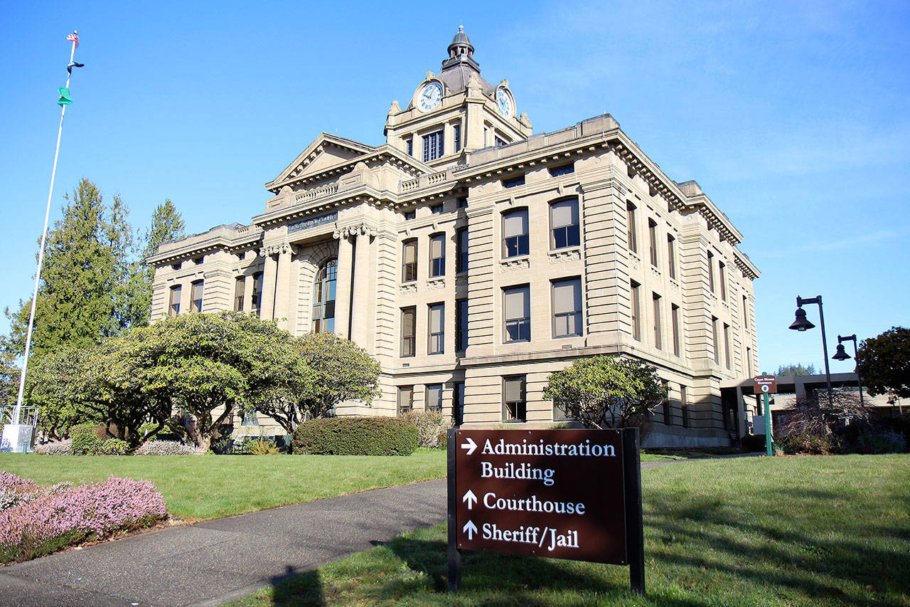 The Grays Harbor County Corrections Facility has a smaller population Wednesday, March 11, 2020, since earlier this month when the sheriff limited the types of bookings into the Montesano, Washington, facility. The jail is located next to the county courthouse, seen here. (Michael Lang | Grays Harbor News Group)