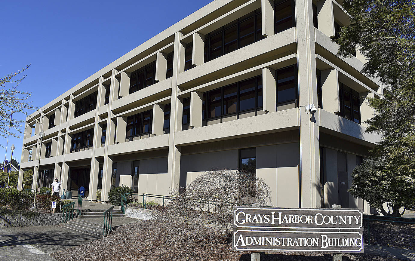 DAN HAMMOCK | GRAYS HARBOR NEWS GROUP                                The Grays Harbor County administration building in Montesano was closed to public access effective at 5 p.m. Monday.