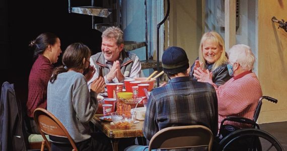 The Driftwood Players perform “The Humans,” a 2016 award-winning Tony play about a family reuniting for Thanksgiving in lower Manhattan. Pictured left to right: Sara Henry, Brittini Mitchell, Gary Morean, Jeff Rockwell, Debbie Scoones, Judy Ball. Photo courtesy of Bri Bonell