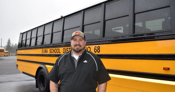 Caleb Bogar, Elma School District’s transportation director, shows The Daily World the district’s new, electric “Saf-T-Liner C2 Jouley Thomas Built bus.” The bus sits up to 81 passengers, has enhanced braking, sends out zero emission and needs no fuel station fill-ups. Matthew N. Wells | The Daily World