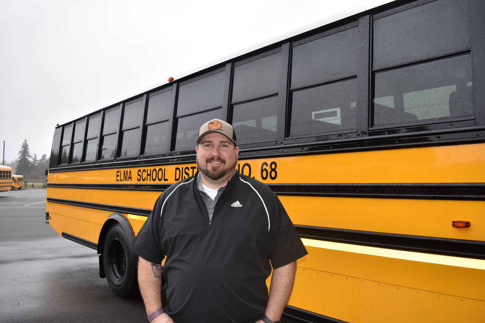 Caleb Bogar, Elma School District’s transportation director, shows The Daily World the district’s new, electric “Saf-T-Liner C2 Jouley Thomas Built bus.” The bus sits up to 81 passengers, has enhanced braking, sends out zero emission and needs no fuel station fill-ups. Matthew N. Wells | The Daily World