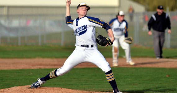 RYAN SPARKS | THE DAILY WORLD Aberdeen starting pitcher Hunter Eisele allowed three hits and struck out 10 Elma Eagles in earning a 6-1 victory on Thursday at Ken Waite Field in Aberdeen.