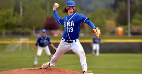 RYAN SPARKS | THE DAILY WORLD Elma starting pitcher Gibson Cain allowed two earned runs on five hits in 4 1/3 innings pitched in a 3-0 loss to La Center in the 1A District 4 championship game on Friday at Castle Rock High School.