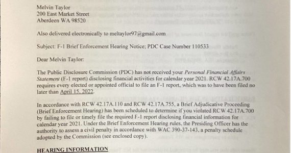 (Matthew N. Wells | The Daily World)
                                A photo illustration shows Aberdeen Council Member Melvin Taylor is facing civil penalties from the State of Washington Public Disclosure (PDC) for an alleged violation of not filing a Personal Financial Affairs Statement, or F-1 report. This is the second such instance that Taylor has been in trouble with the PDC.