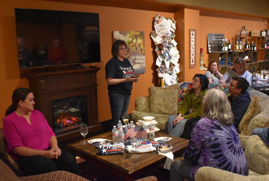 <p>(Allen Leister | The Daily World)</p>
                                <p>Incumbent nonpartisan candidate Vickie Raines spoke to attendees about her more than two decades of experience in public office and why voters should trust her to combat the current issues facing the Harbor on Thursday, Oct. 13 during a Meet and Greet at Grays Harbor Wine Sellars, in Aberdeen.</p>